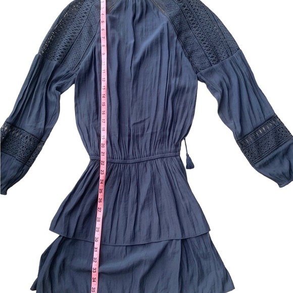 Ramy Brook Navy Blue Cinched Waist Tie Front Tunic Mini Dress. Size Small. - Picture 5 of 8